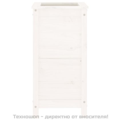 Градински сандък, бял, 40x40x78 см, масивна борова дървесина