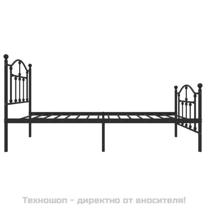 Метална рамка за легло с горна и долна табла, черна, 75x190 см