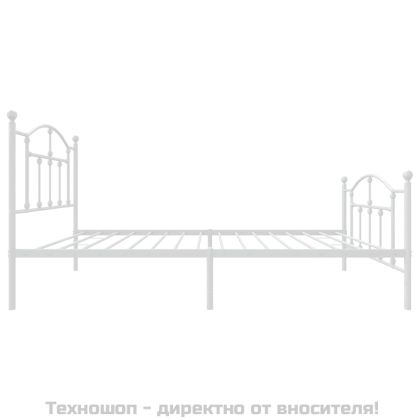 Метална рамка за легло с горна и долна табла, бяла, 100x190 см