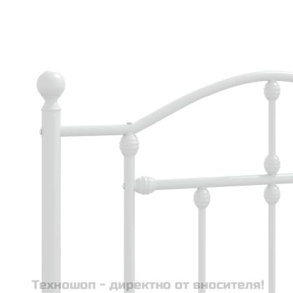 Метална рамка за легло с горна и долна табла, бяла, 100x190 см