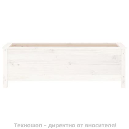 Градинско повдигнато легло, бяло, 119,5x40x39 см, бор масив