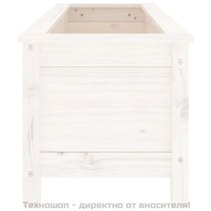 Градинско повдигнато легло, бяло, 119,5x40x39 см, бор масив