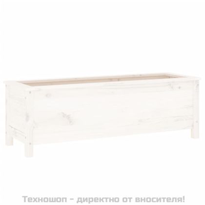 Градинско повдигнато легло, бяло, 119,5x40x39 см, бор масив