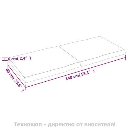 Плот за маса светлокафяв 140x60x(2-6) см обработен масивен дъб
