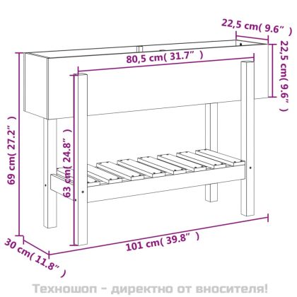 Градинско повдигнато легло, 101x30x69 см, дугласко дърво масив