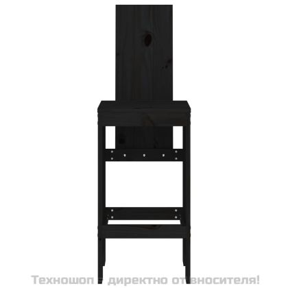 Бар табуретки 2 бр черни 40x42x120 см борово дърво масив