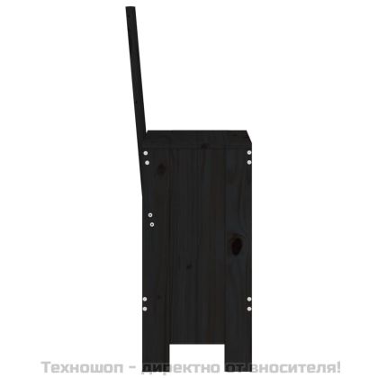 Бар табуретки 2 бр черни 40x42x120 см борово дърво масив