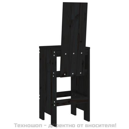Бар табуретки 2 бр черни 40x42x120 см борово дърво масив