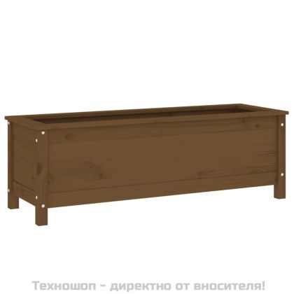 Градинско повдигнато легло меденокафяв 119,5x40x39 см бор масив