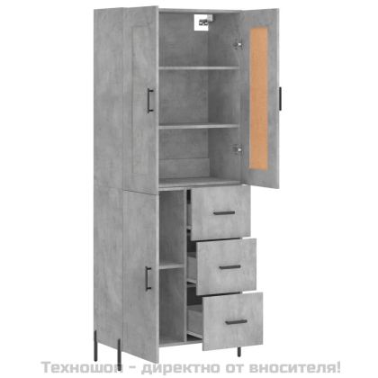 Висок шкаф, бетонно сив, 69,5x34x180 см, инженерно дърво