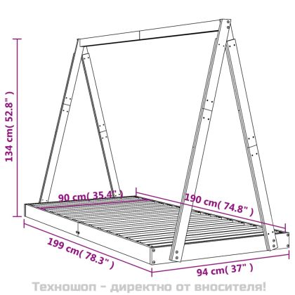 Детска рамка за легло, 90x190 см, бор масив