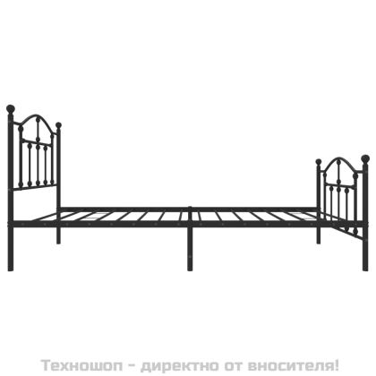 Метална рамка за легло с горна и долна табла, черна, 90x190 см