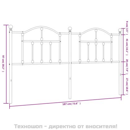 Метална табла за глава, черна, 180 см