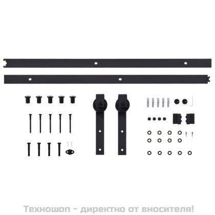 Плъзгаща врата с монтажни части, 85x210 см, борово дърво масив