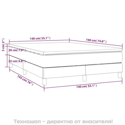 Боксспринг легло с матрак, бяло, 140x190 см изкуствена кожа
