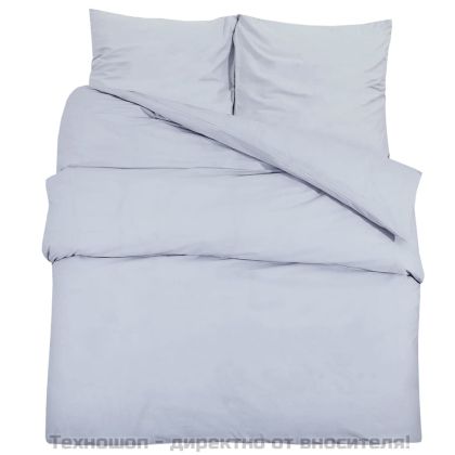 Комплект спално бельо сив 200x200 см олекотен микрофибър