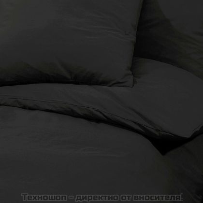 Комплект спално бельо, черен, 140x200 см, олекотен микрофибър
