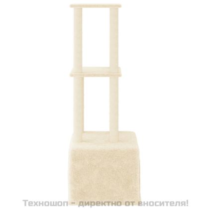 Котешко дърво със сизалени стълбове, кремаво, 133,5 см