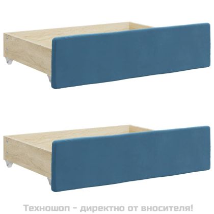 Чекмеджета за легло, 2 бр, сини, инженерно дърво и кадифе