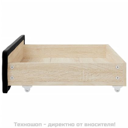 Чекмеджета за легло, 2 бр, черни, инженерно дърво и кадифе