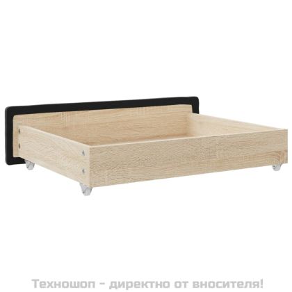 Чекмеджета за легло, 2 бр, черни, инженерно дърво и кадифе