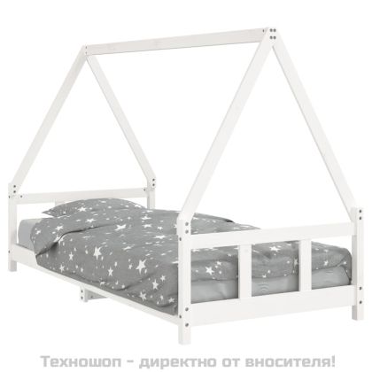 Рамка за детско легло бяла 90x200 см масивна борова дървесина