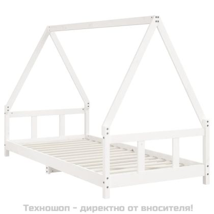 Рамка за детско легло бяла 90x200 см масивна борова дървесина