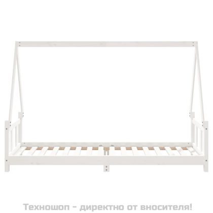 Рамка за детско легло бяла 90x200 см масивна борова дървесина