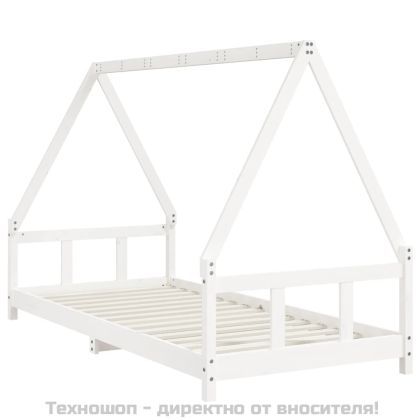 Рамка за детско легло бяла 90x200 см масивна борова дървесина