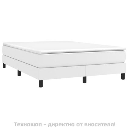 Рамка за легло с пружини, бяла,140x190 см изкуствена кожа