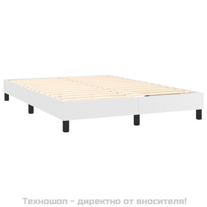 Рамка за легло с пружини, бяла,140x190 см изкуствена кожа