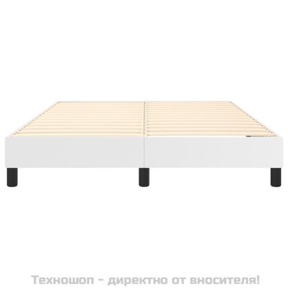 Рамка за легло с пружини, бяла,140x190 см изкуствена кожа