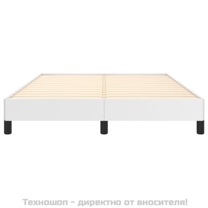 Рамка за легло, бяла,140x190 см изкуствена кожа