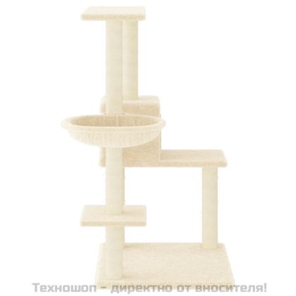Котешко дърво със сизалени стълбове, кремаво, 95 см