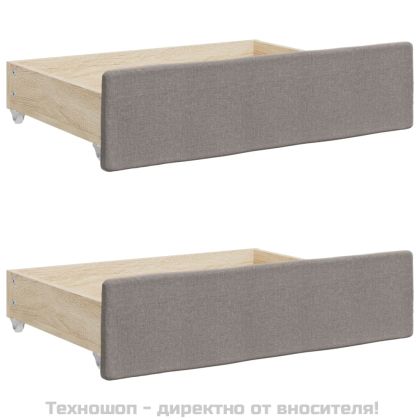 Чекмеджета за легло, 2 бр, таупе, инженерно дърво и плат