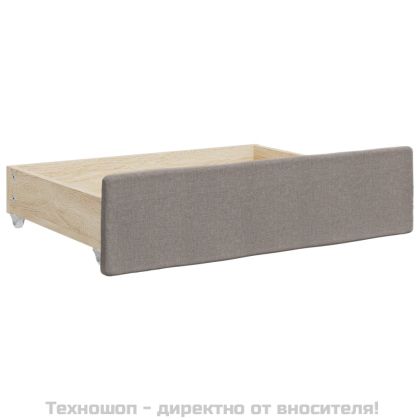 Чекмеджета за легло, 2 бр, таупе, инженерно дърво и плат