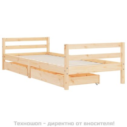 Рамка за детско легло с чекмеджета 90x200 см масивно дърво бор