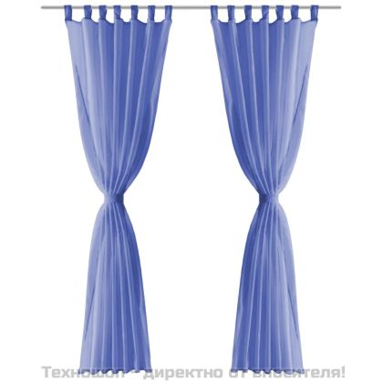Пердета от воал, 2 бр, 140x225 см, кралско сини