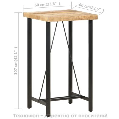 Бар маса, 60x60x107 cм, груба мангова дървесина