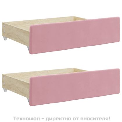 Чекмеджета за легло, 2 бр, розови, инженерно дърво и кадифе
