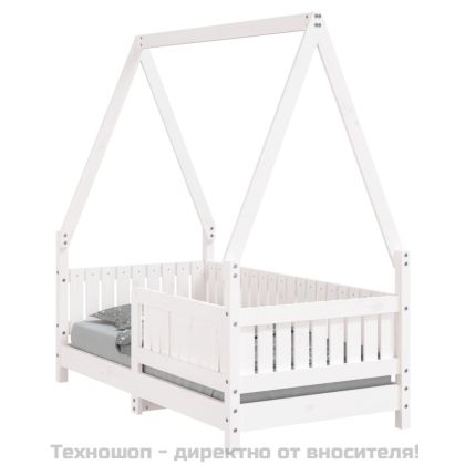 Рамка за детско легло, бяла, 70x140 см, бор масив