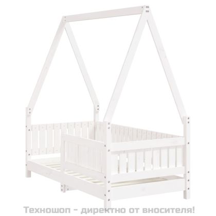 Рамка за детско легло, бяла, 70x140 см, бор масив