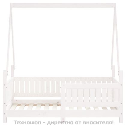Рамка за детско легло, бяла, 70x140 см, бор масив