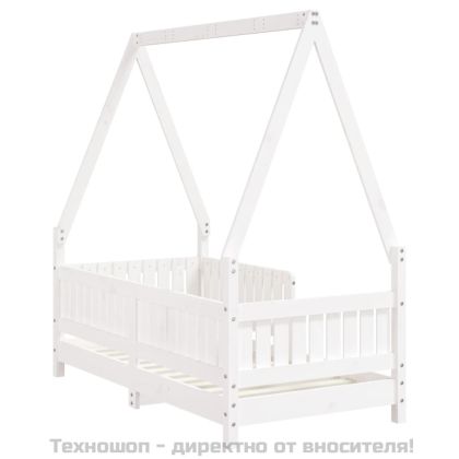 Рамка за детско легло, бяла, 70x140 см, бор масив