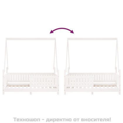 Рамка за детско легло, бяла, 70x140 см, бор масив