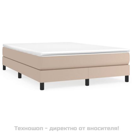 Рамка за легло с пружини, капучино, 140x190 см, изкуствена кожа