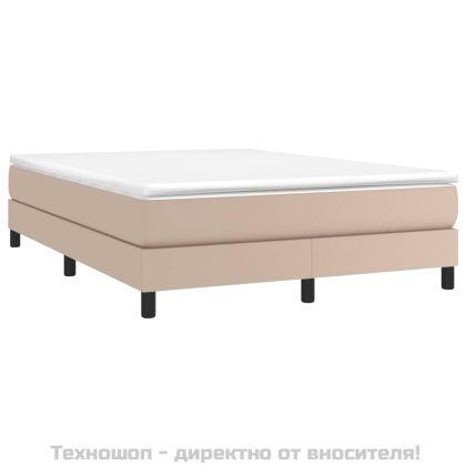 Рамка за легло с пружини, капучино, 140x190 см, изкуствена кожа