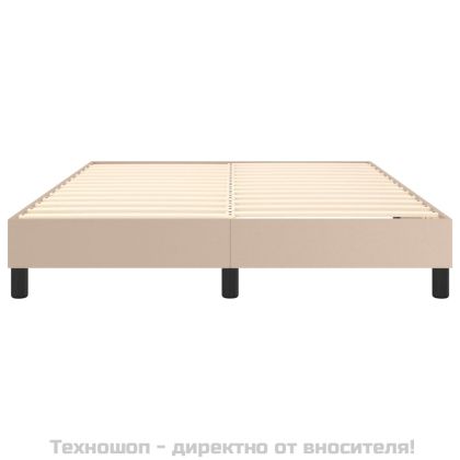 Рамка за легло с пружини, капучино, 140x190 см, изкуствена кожа