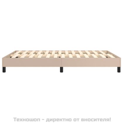 Рамка за легло с пружини, капучино, 140x190 см, изкуствена кожа