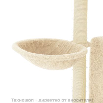 Котешко дърво със сизалени стълбове, кремаво, 96,5 см